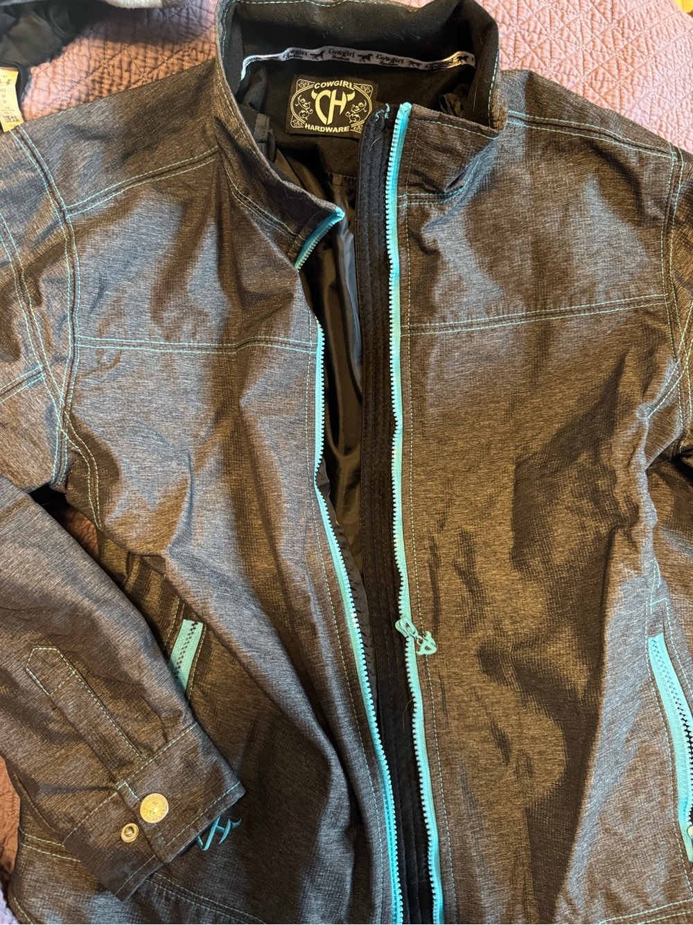 CH By Cowboy Hardware Heathered Gray Jacket with Teal Zippers